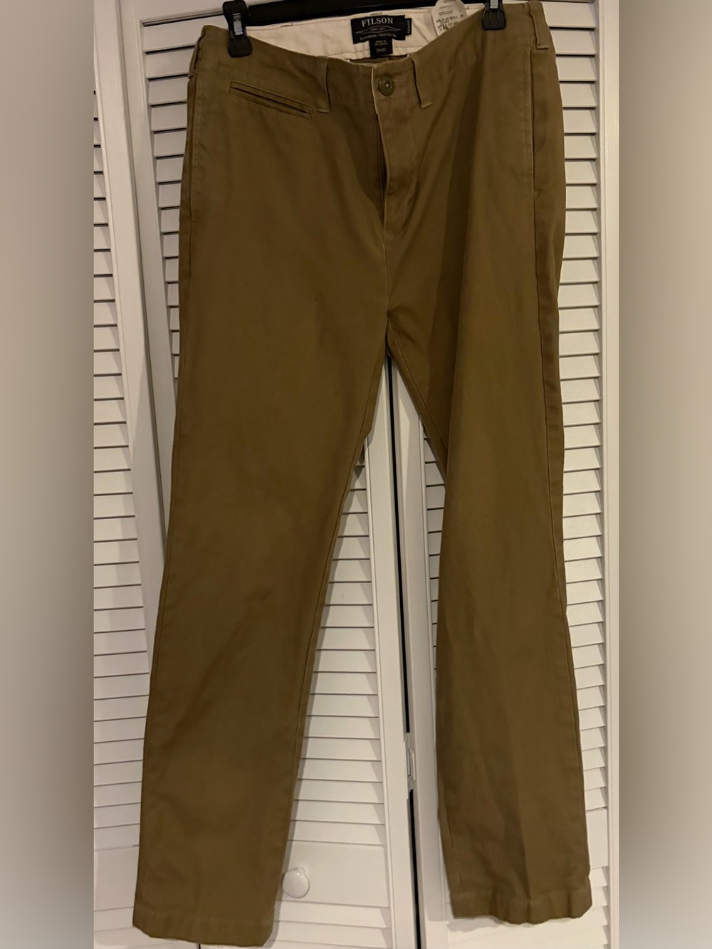 CC Filson Co. Men's Olive-Tan Straight Trim Fit Chinos 31x32